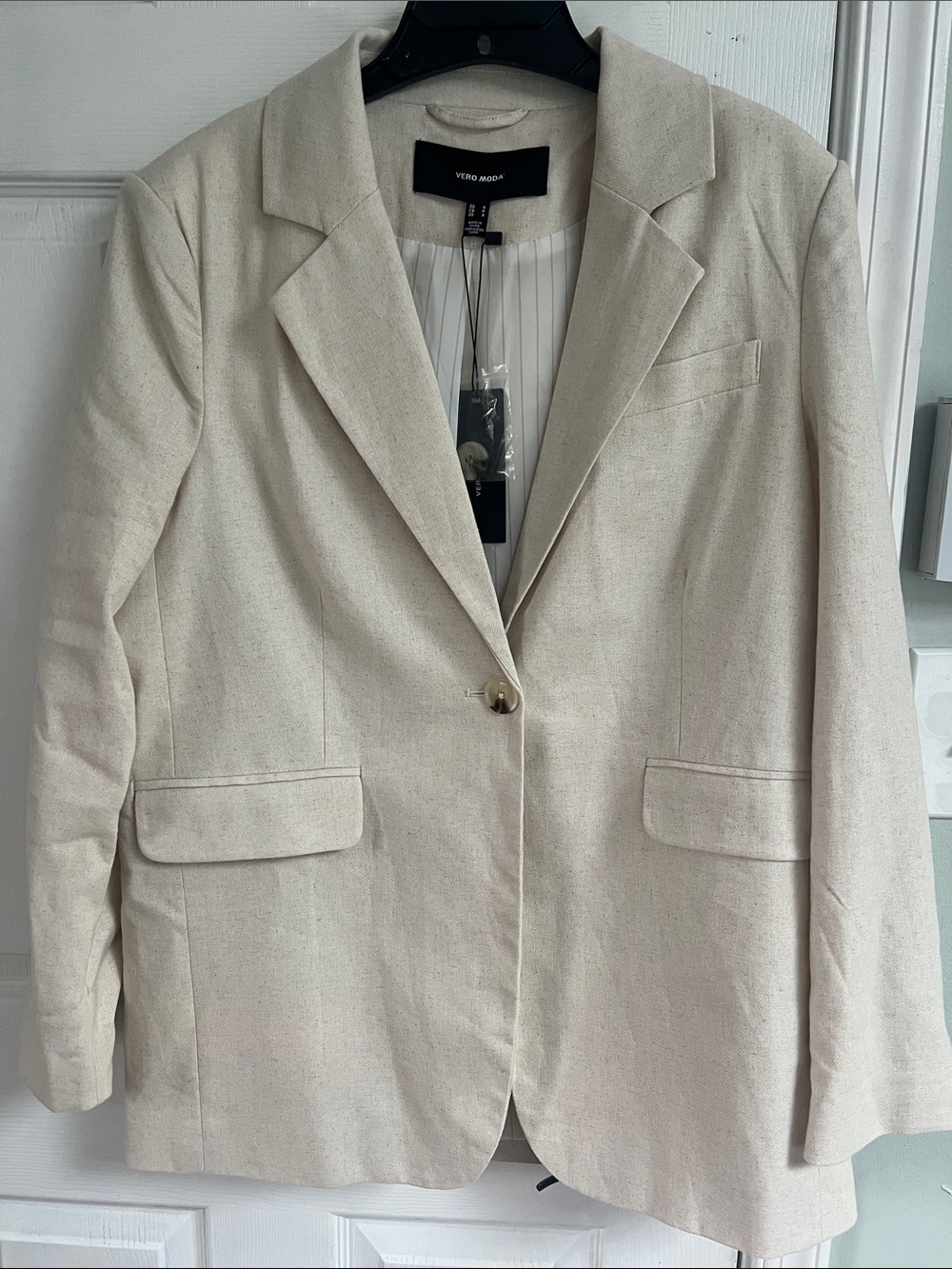 Vero Moda Beige oversized Single-Button Blazer